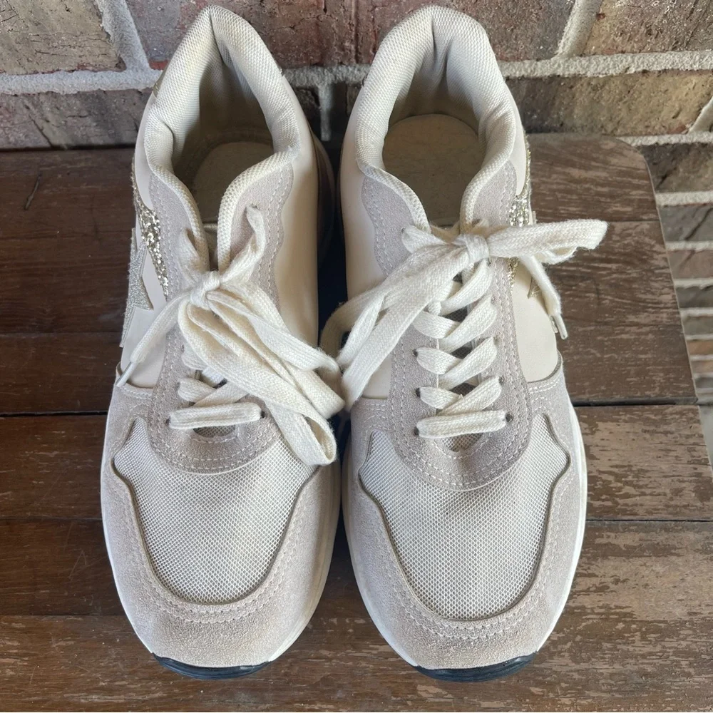 Vintage Havana Women’s Run‎ Fashion Sneakers Nude Glitter Size 8.5 sb3